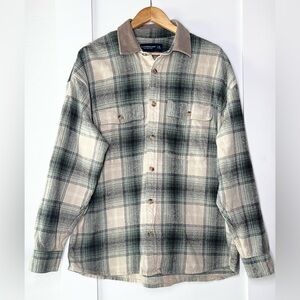 Abercrombie & Fitch 90s Oversized Plaid Shirt XL Green Brown Y2K Grunge Flannel